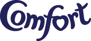 Logotipo da marca Comfort, amaciante utilizado na Lavanderia Acqua em Ariquemes para cuidado com as roupas.